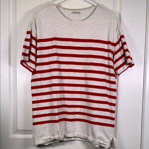 Polham White Red Blouse Size Large EUC #2870